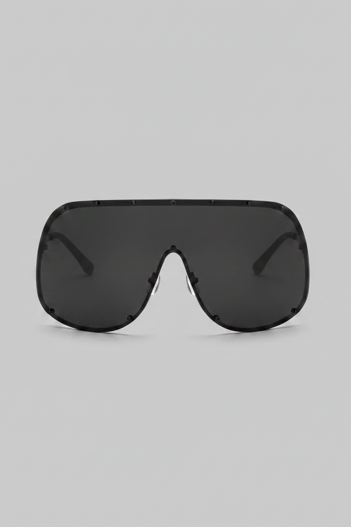 Front view of black, thin lens glasses