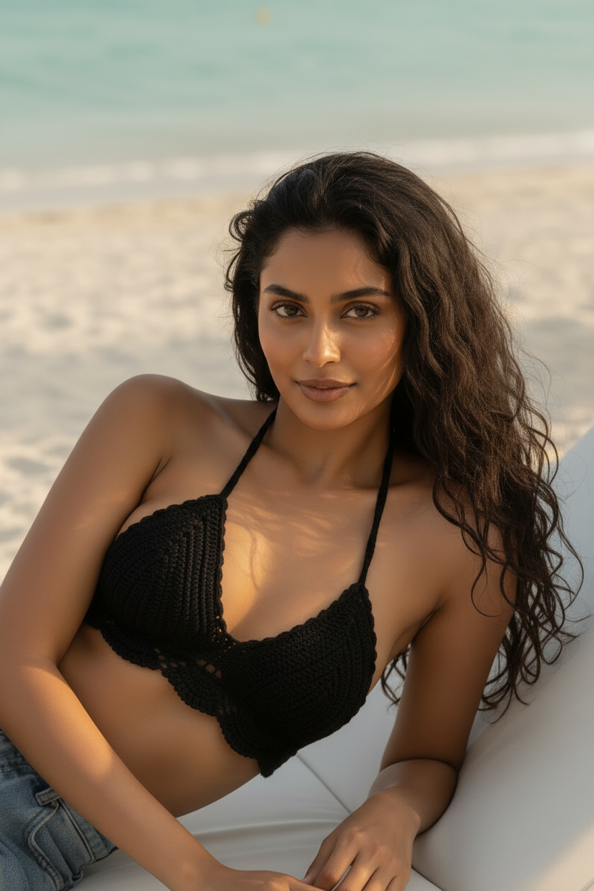 Close-Up Model on Beach Chair
