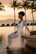 Open Lace Duster Robe Pool
