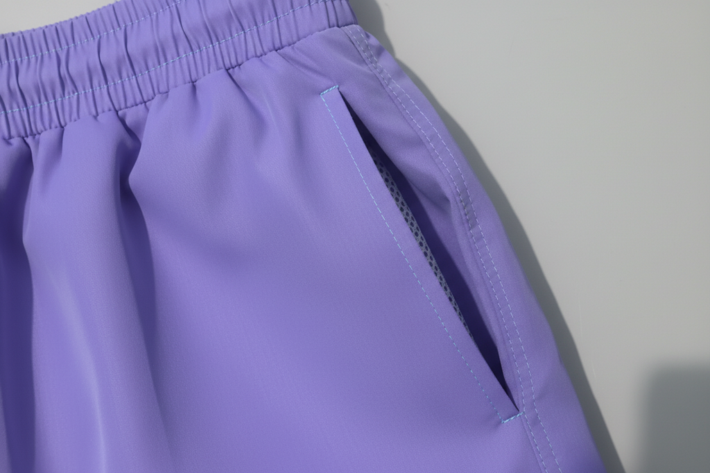 Purple Shorts Pocket Close-Up