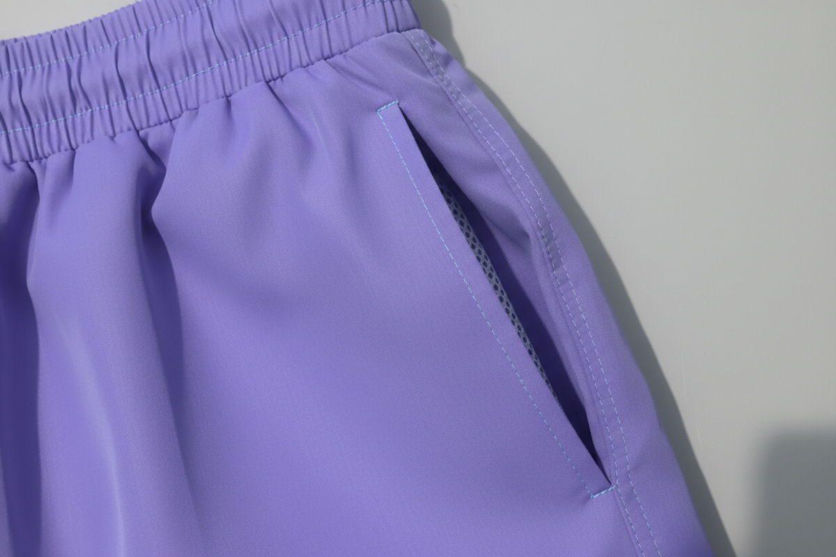 Purple Shorts Pocket Close-Up